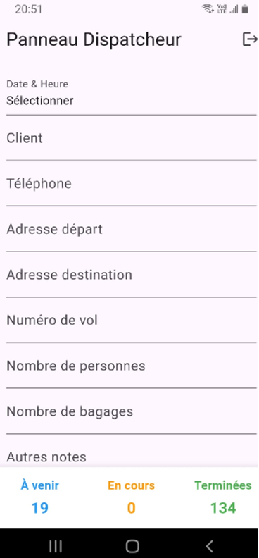 Driver app screen