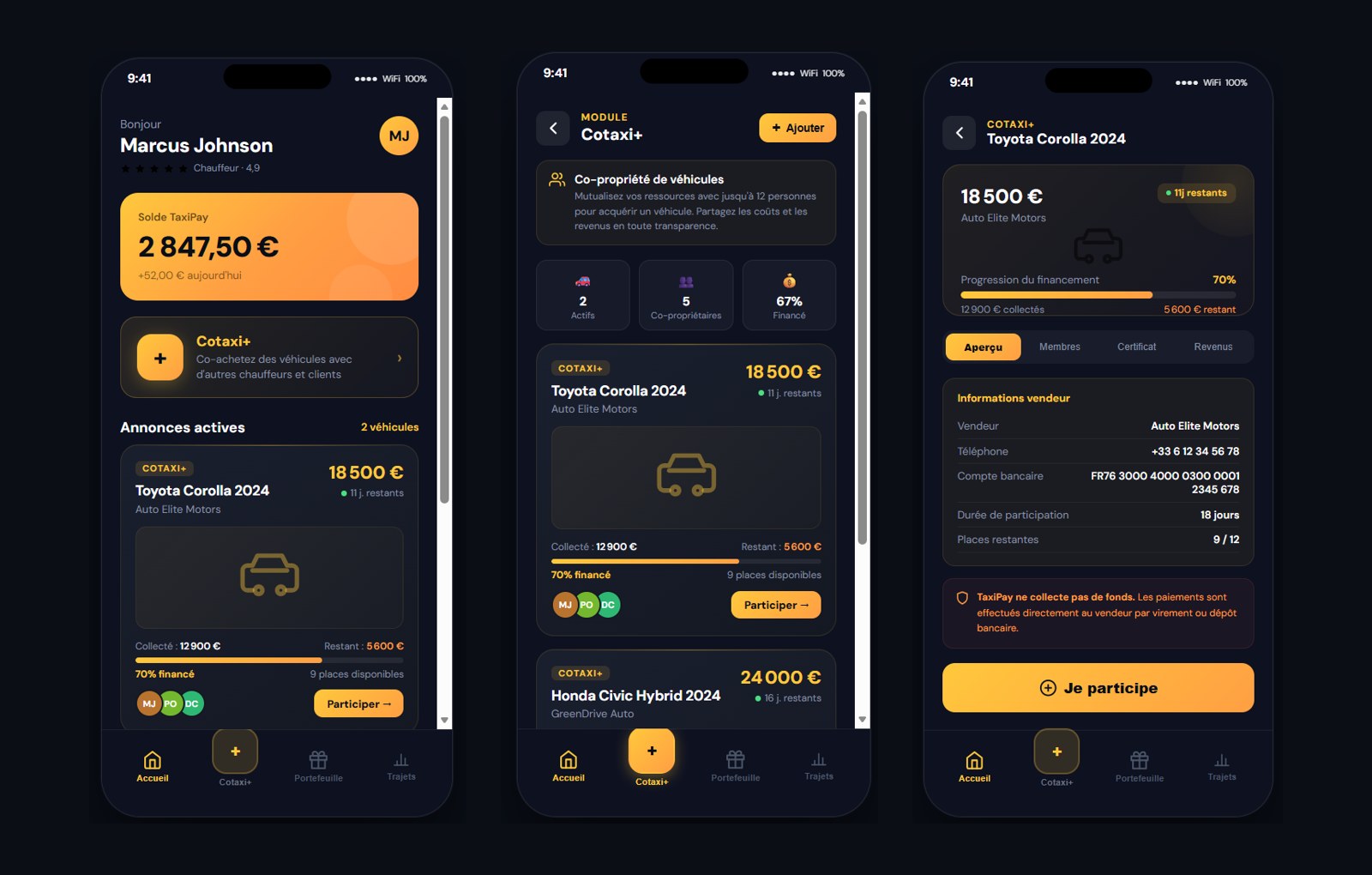 TaxiPay CoTaxi+: Vehicle Co-Ownership Module User Journey